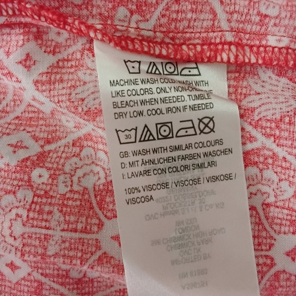 Destination 365 Women's XS Red White Print Short Sleeve Tie Neck Maxi  Dress - Picture 8 of 8